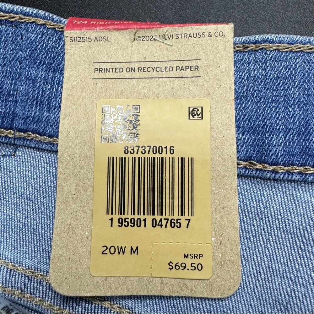 NWT Levis 724 High Rise Slim Straight Plus Size Jeans Womens 20w M - Picture 5 of 12